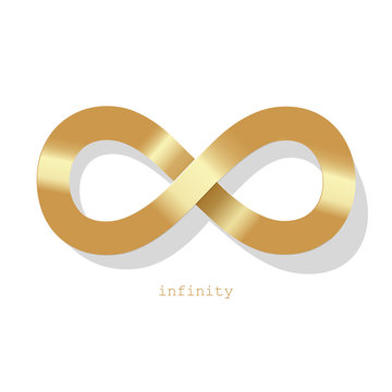 Infinity symbol gold on a white background.