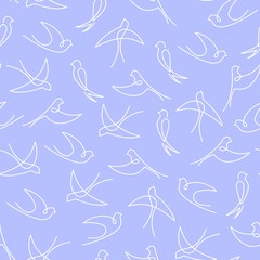 Seamless pattern made of one line swallows