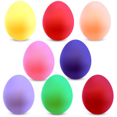 Set of colored Easter eggs on a white background