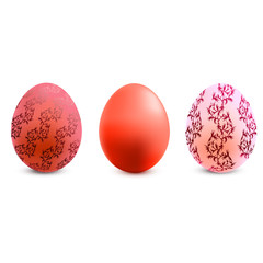 Set of colored Easter eggs on a white background