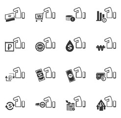 Hand and money icons set