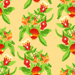 blossoming pomegranate fruits