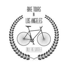 Bicycle tours label, logo. Vintage monochrome vector illustration