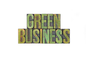 green business / caracteres d'imprimerie en bois 