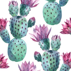 Poster Im Rahmen Aquarell nahtlose Kaktusmuster © Tanya Syrytsyna