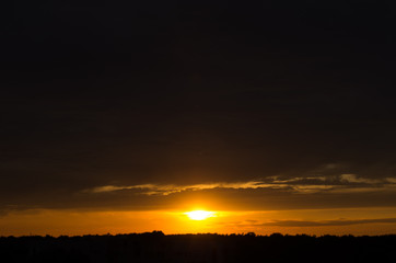 Scenic orange sunset sky background