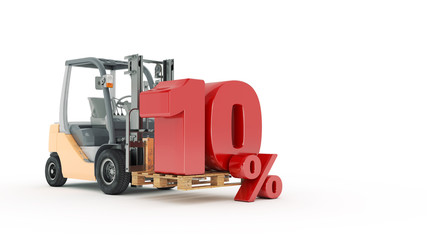 Modern forklift truck with 10 percent
