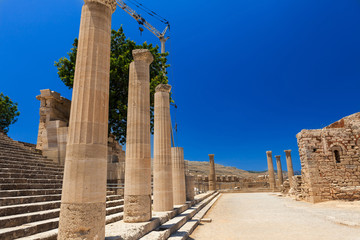 Archaeological site of Lindos Castle on the island of Rhodes.