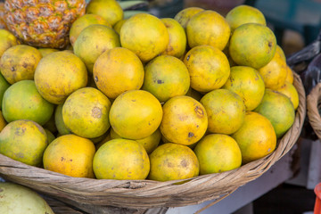 fresh orange group in basket from market