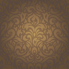 Floral brown vintage retro ornamental wallpaper background design