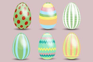 set of six Easter eggs