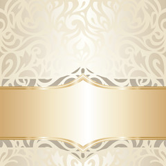 Wedding vintage wallpaper decorative design white & gold vector