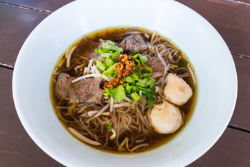 Delicious noodle with braised beef and meat ball