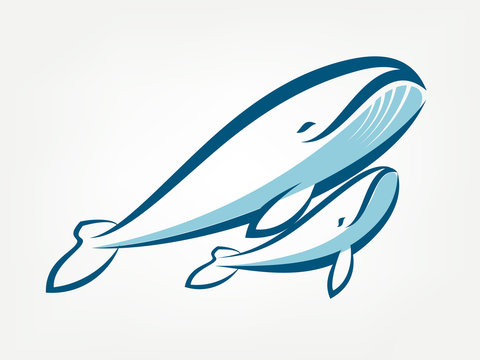 whale family vector symbol