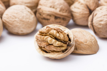 Walnut isolated on white background.