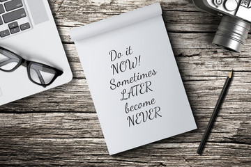 Inspirational Quote on Notepad.