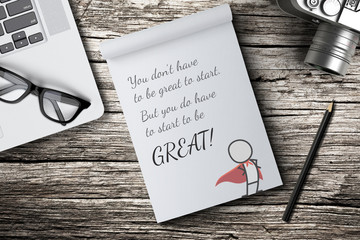 Inspirational Quote on Notepad.