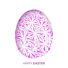 Greeting card with Happy Easter - with purple flower Easter Egg on white background. Vector design illustration