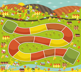 Board game with a block path on the city