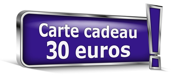 Carte cadeau 30 euros sur panneau bleu