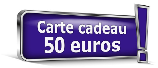 Carte cadeau 50 euros sur panneau bleu