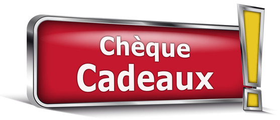Chèque cadeaux sur panneau rouge