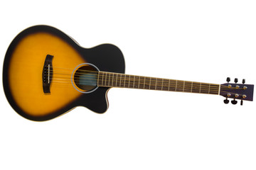 Acoustic guitar isolated on a white background