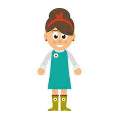 cartoon woman in dress vector