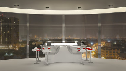 Meeting room The Best Design at night time 3D rendering Non brand,sketches.All completely new design 