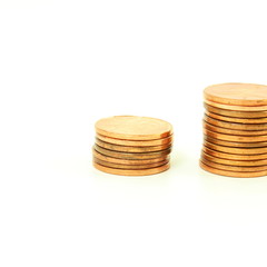 money or coin graph or money growing or saving concept on white background