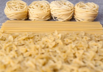 Different types and shapes of Italian pasta