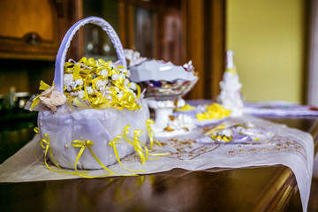 Beautiful Wedding accessories in yellow style