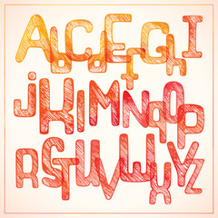 Hand writing red alphabet