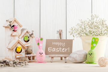 Fototapeta na wymiar Easter decoration with greeting message