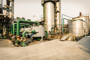 old industrial pipeline equipment in a abandoned steel mills