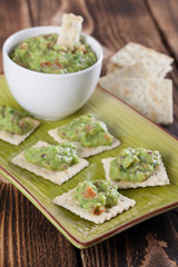 Guacamole with crackers