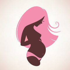 happy pregnant woman silhouette