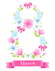 VECTOR eps 10. Beautiful Wreath in kind of number 8. FOR Mother's day, International women's day