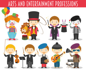 Vector Set of Arts and Entertainment Professions in cartoon style