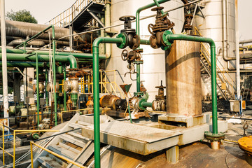 old industrial pipeline equipment in a abandoned steel mills