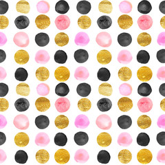 wzór złote i różowe kropki. ręcznie rysowane akwarela - 103839948