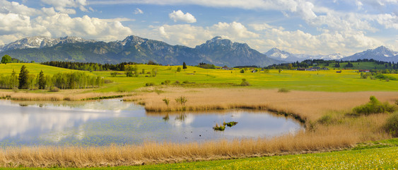Panorama Landschaft in Bayern mit Forggensee im Allg&auml;u