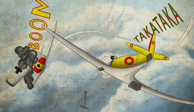 The illustration of the plane's battle