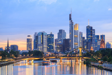 view of Frankfurt am Main skyline at dusk - 103841327
