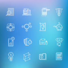 Modern thin line icons set for business