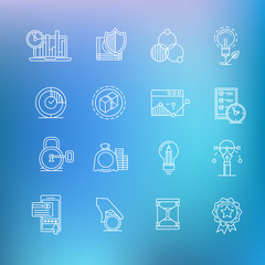 Modern thin line icons set for business