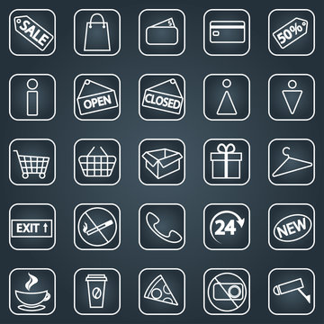 Set of shopping icons. Line icons. 
