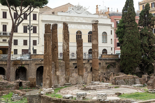 Archaeological area of Largo di Torre Argentina in Rome, Italy
