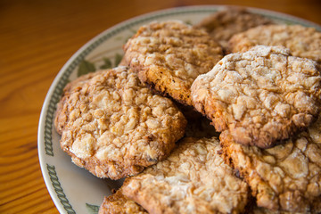 Homemade oat cookies for tasty breakfast.