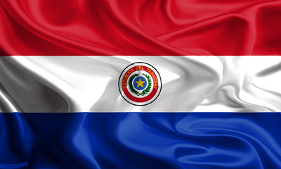 Waving Fabric Flag of Paraguay